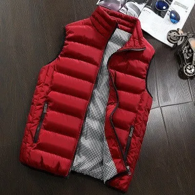 2021 Autumn Winter New Men Cotton Vest Jacket Solid Color Sleeveless