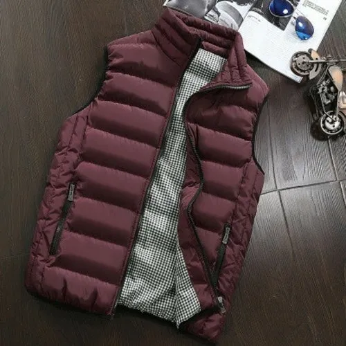 2021 Autumn Winter New Men Cotton Vest Jacket Solid Color Sleeveless