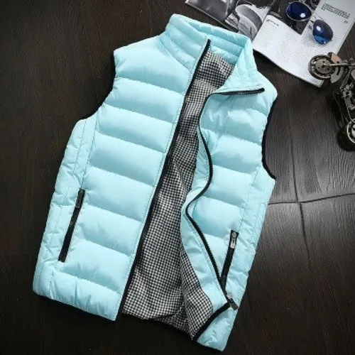 2021 Autumn Winter New Men Cotton Vest Jacket Solid Color Sleeveless