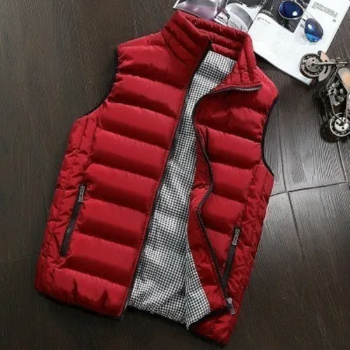 2021 Autumn Winter New Men Cotton Vest Jacket Solid Color Sleeveless