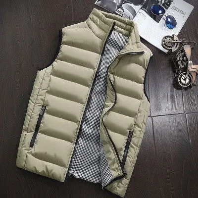 2021 Autumn Winter New Men Cotton Vest Jacket Solid Color Sleeveless