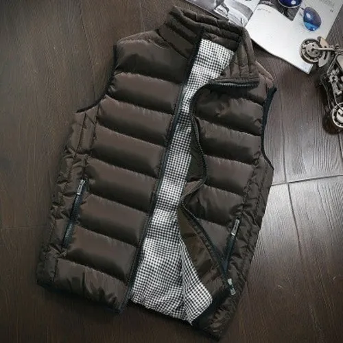 2021 Autumn Winter New Men Cotton Vest Jacket Solid Color Sleeveless