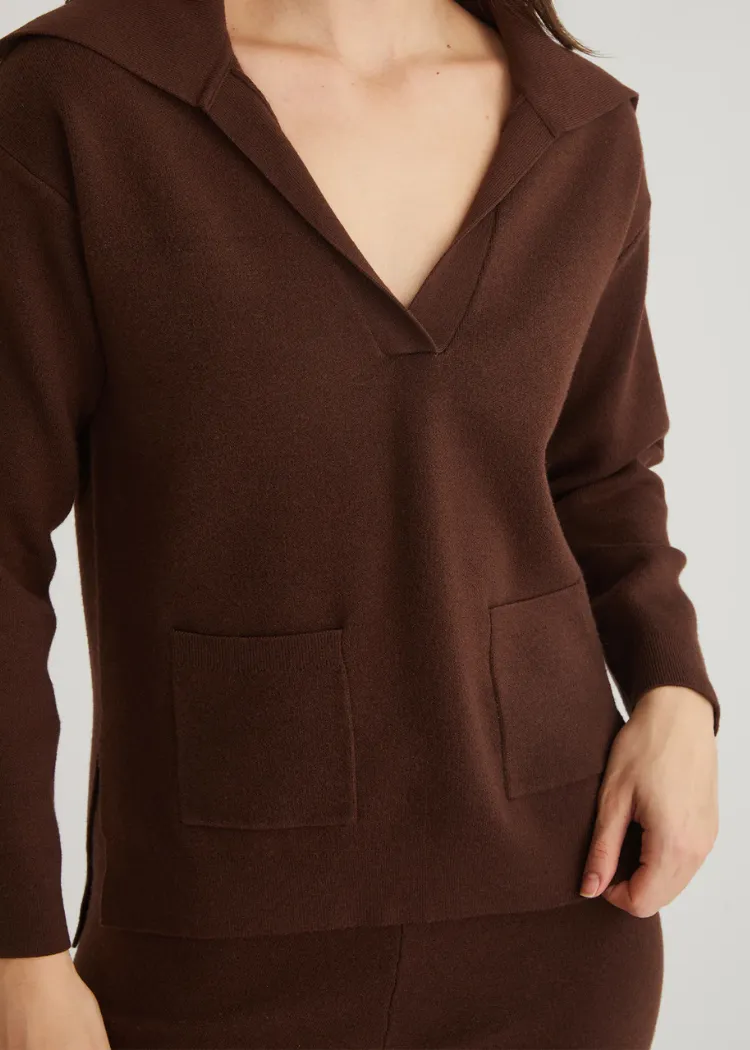 525 Emily Luxe Oversized Sailor Pullover- Shaved Chocolate