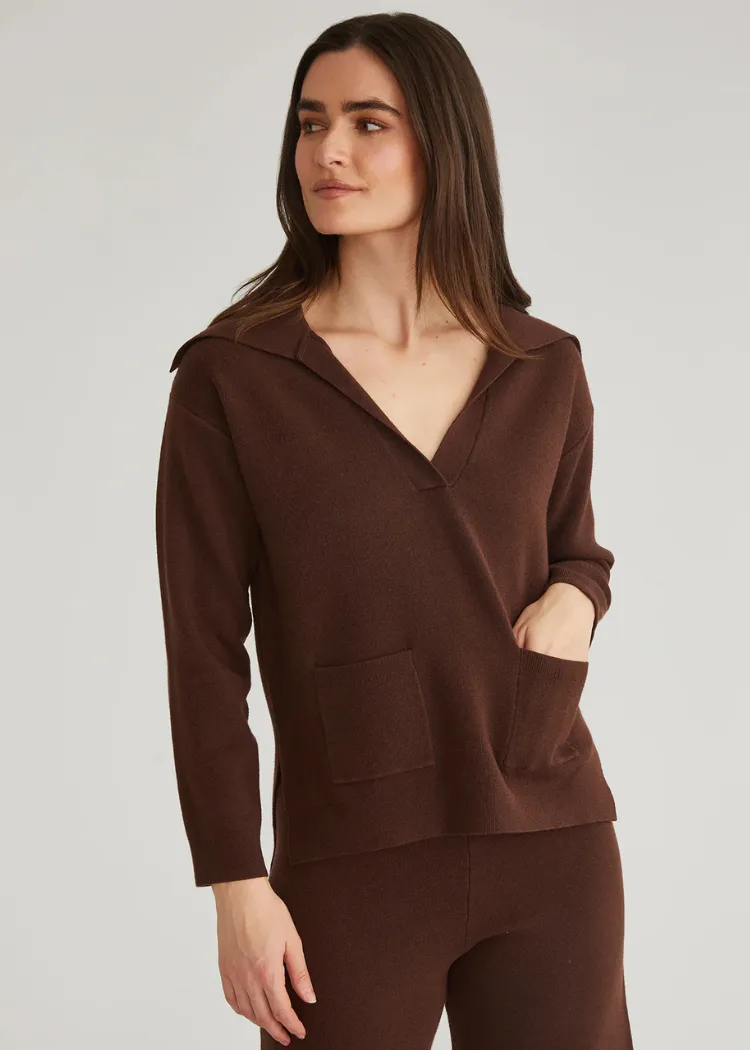 525 Emily Luxe Oversized Sailor Pullover- Shaved Chocolate