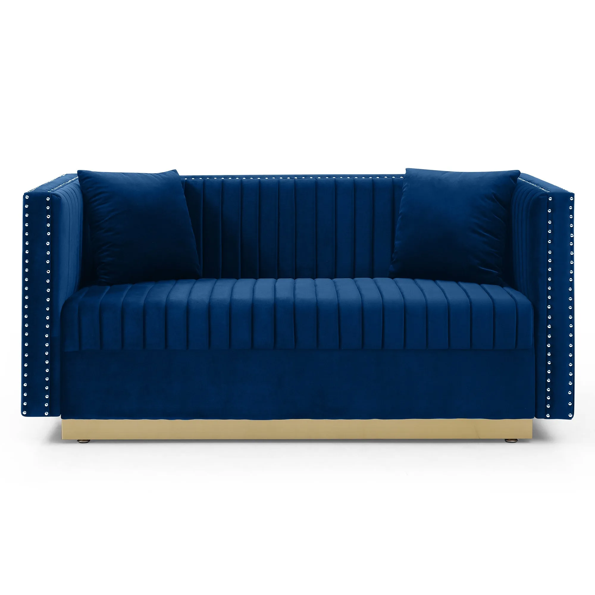 Alessia Tufted Velvet Sofa  Loveseat with 2 pillows - Blue