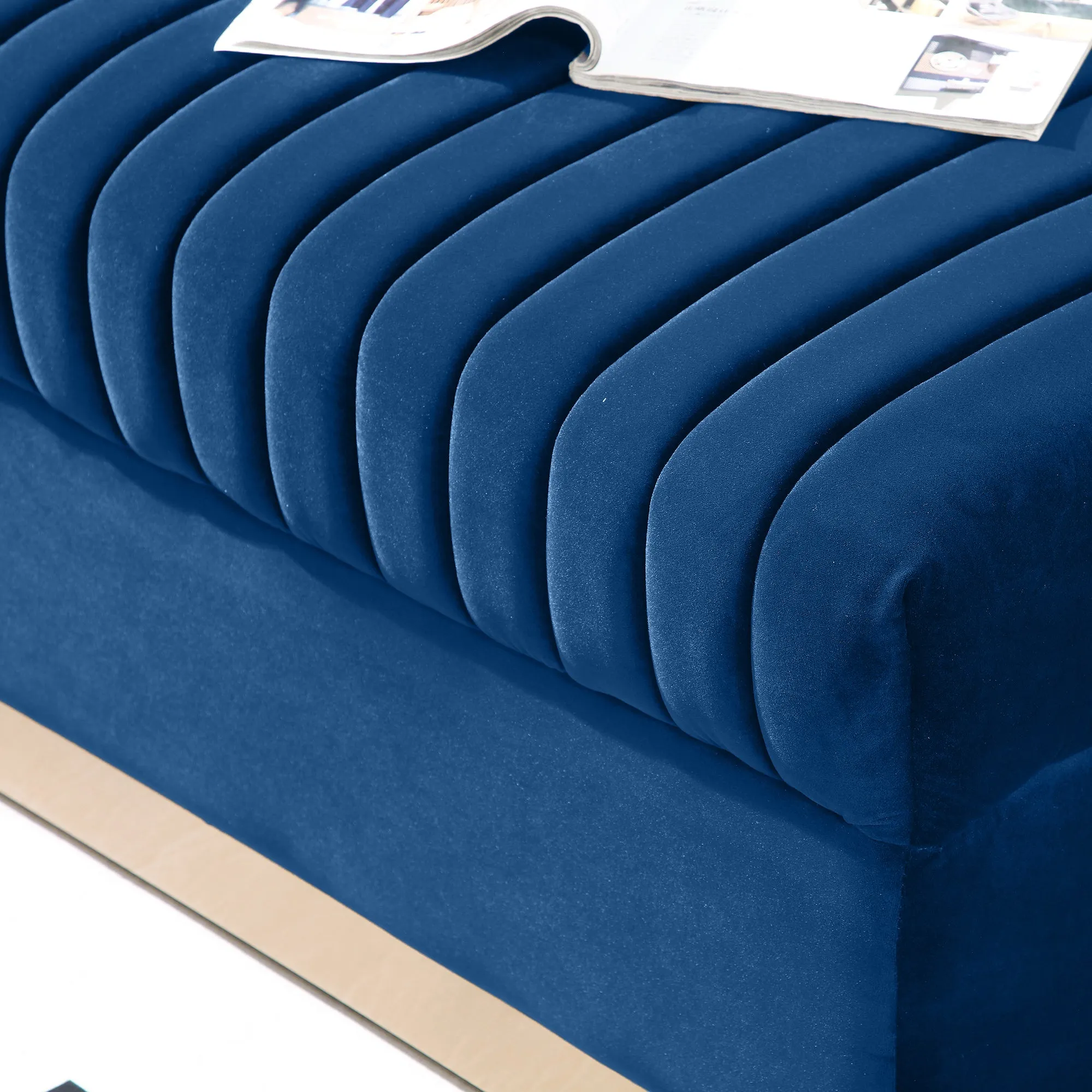 Alessia Tufted Velvet Sofa  Loveseat with 2 pillows - Blue