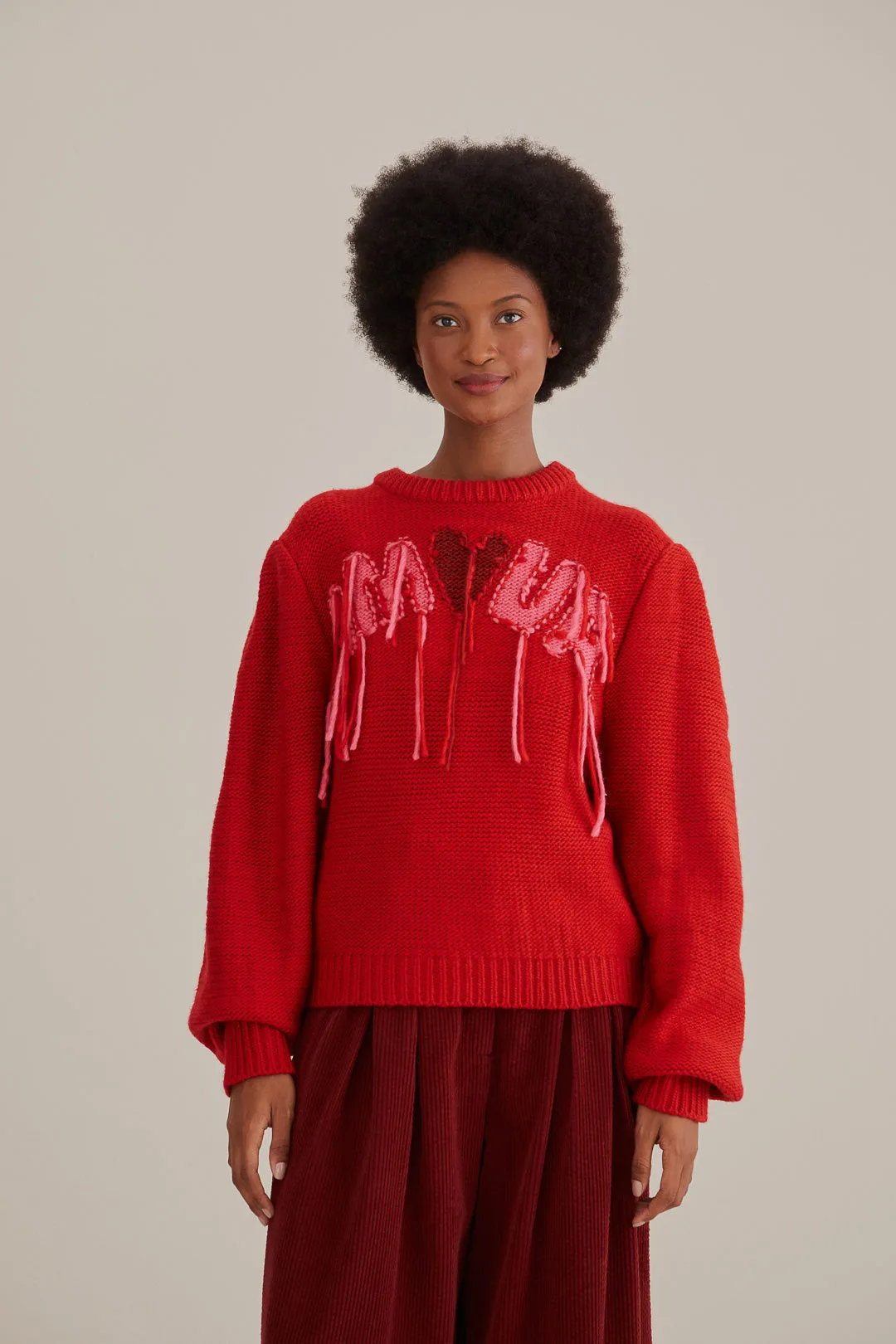 Amour Embroidered Knit Sweater