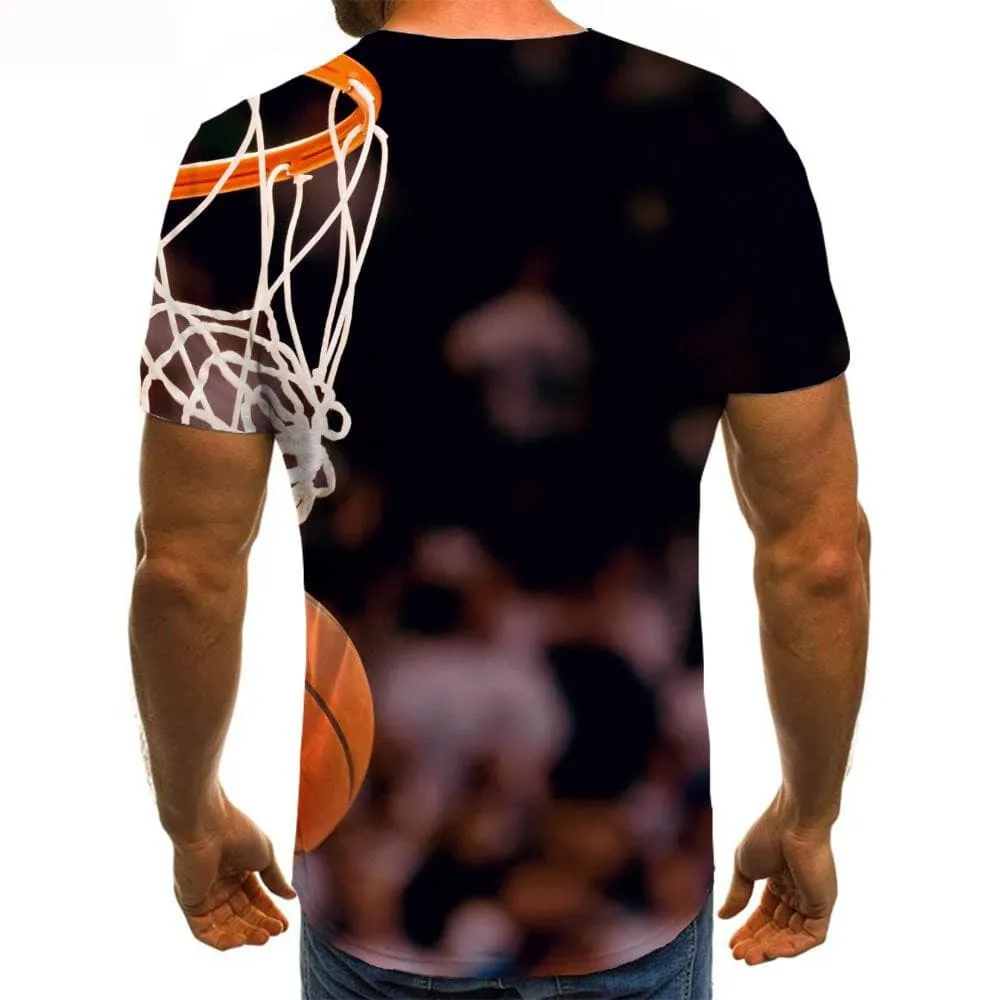 Basketball T-shirt Men Hip Hop Funny T shirts Art T-shirts 3d Short Sleeve