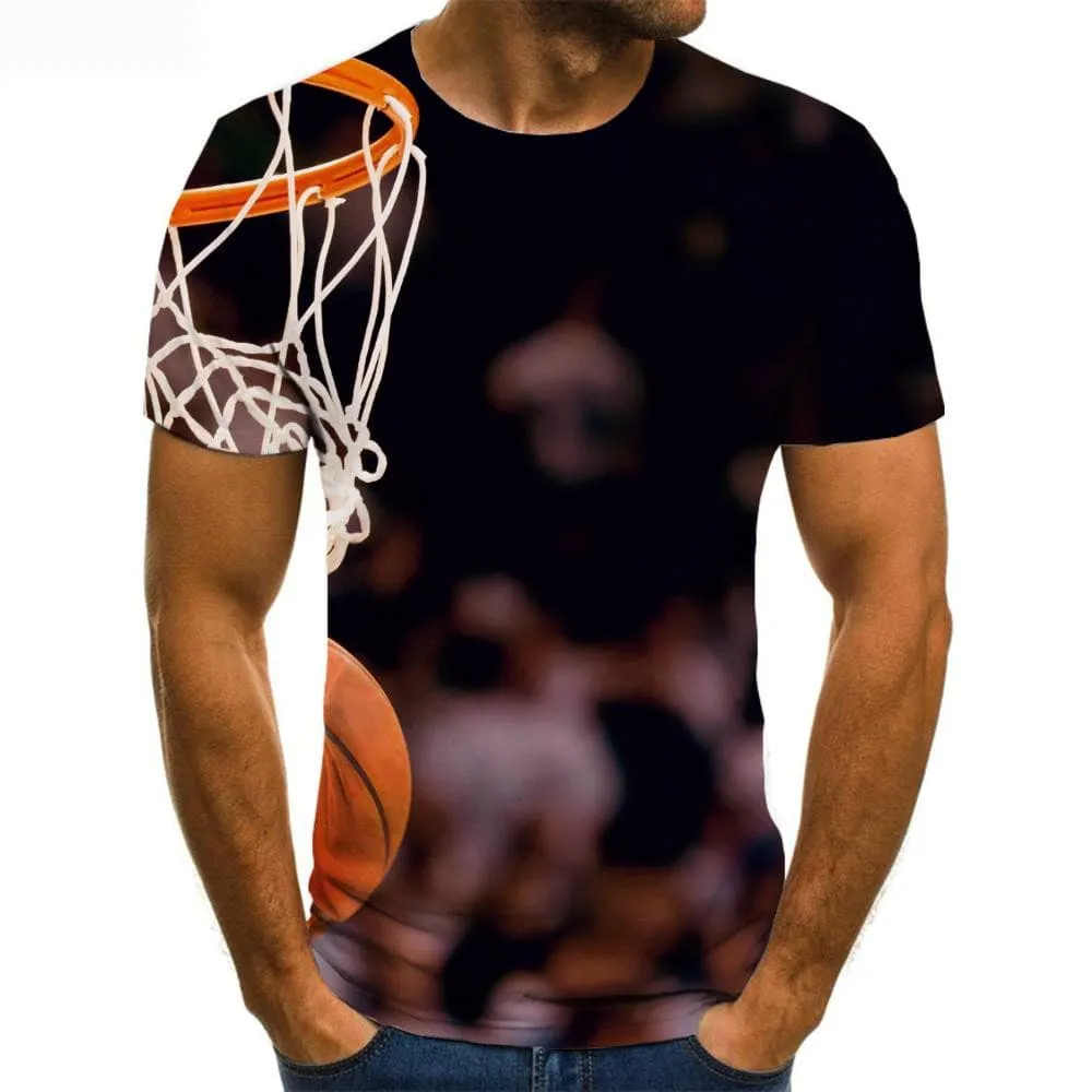 Basketball T-shirt Men Hip Hop Funny T shirts Art T-shirts 3d Short Sleeve