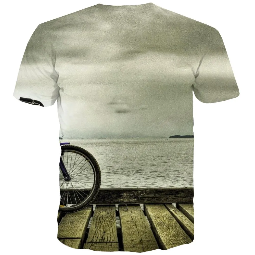 Bicycle T-shirt Men Metal T shirts Funny City Tshirt Printed Psychedelic T-shirts Graphic