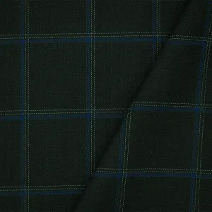 Black-Blue-Gray Tropical Poly Wool Check Twill Suiting Woven Fabric