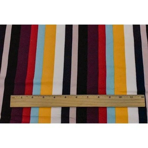 Black/Red/Multi Stripe Print Double Brushed ITY Knit Fabric