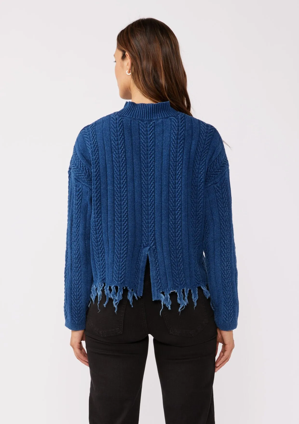 Boardwalk Cable Knit Fringe Sweater