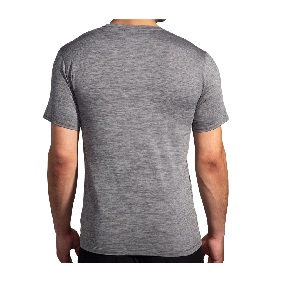 Brooks Men's Luxe Short Sleeve Heather Charcoal