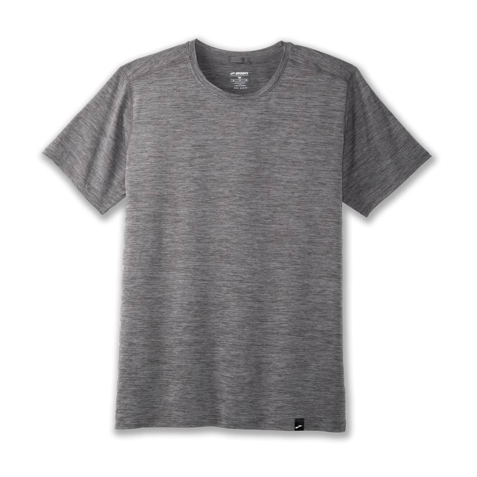 Brooks Men's Luxe Short Sleeve Heather Charcoal