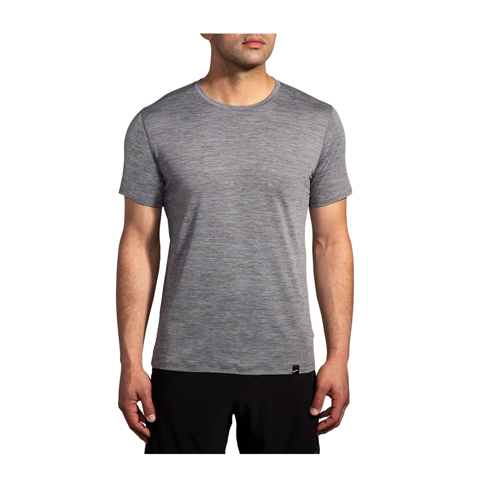 Brooks Men's Luxe Short Sleeve Heather Charcoal