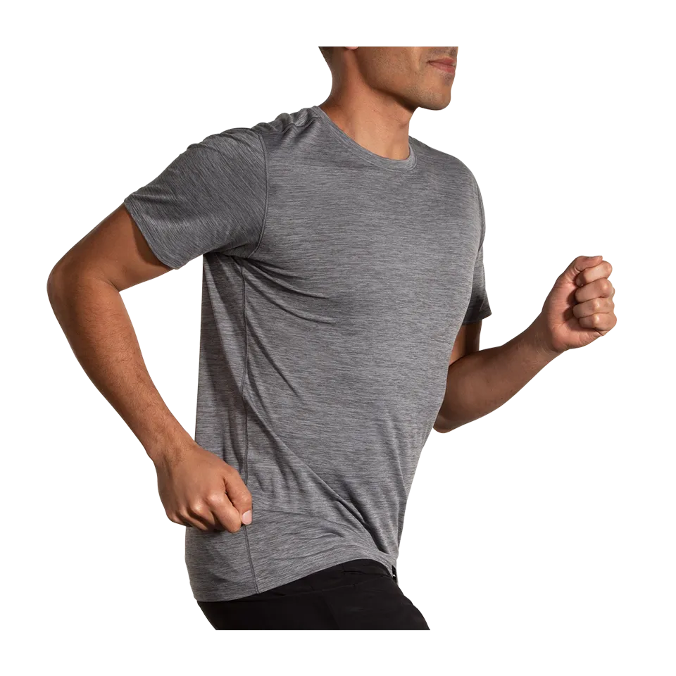 Brooks Men's Luxe Short Sleeve Heather Charcoal