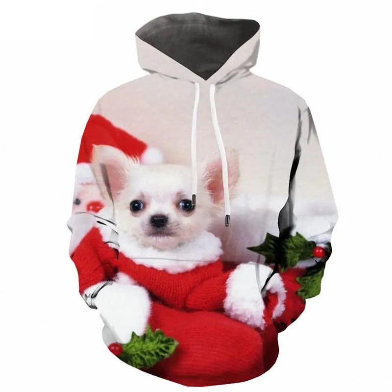 Christmas Sweatshirts men New Year Hoodie Print Animal Sweatshirt Printed Harajuku Hooded Casual Lovely 3d Printed