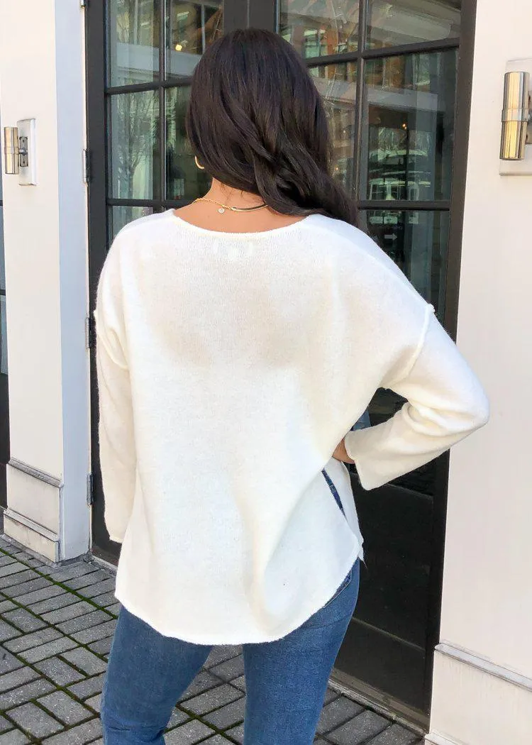 Cielo V Neck Sweater - Ivory