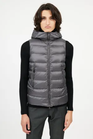 Dark Grey Down Hooded Vest