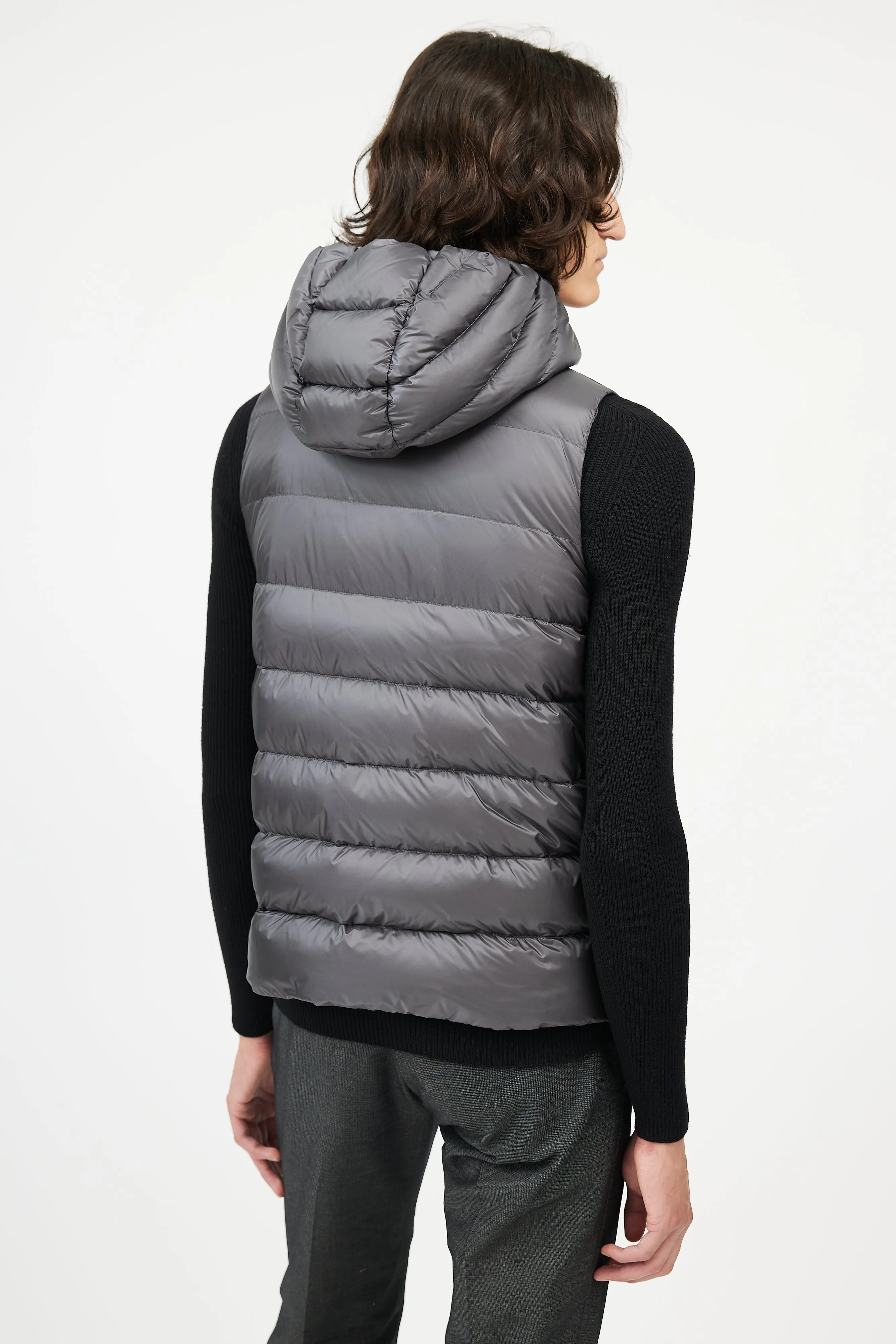 Dark Grey Down Hooded Vest