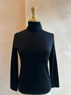 Ebony - Merino (210) LS High Neck Top Black