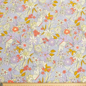 Flowers on Lilac Printed Flannelette Design-19