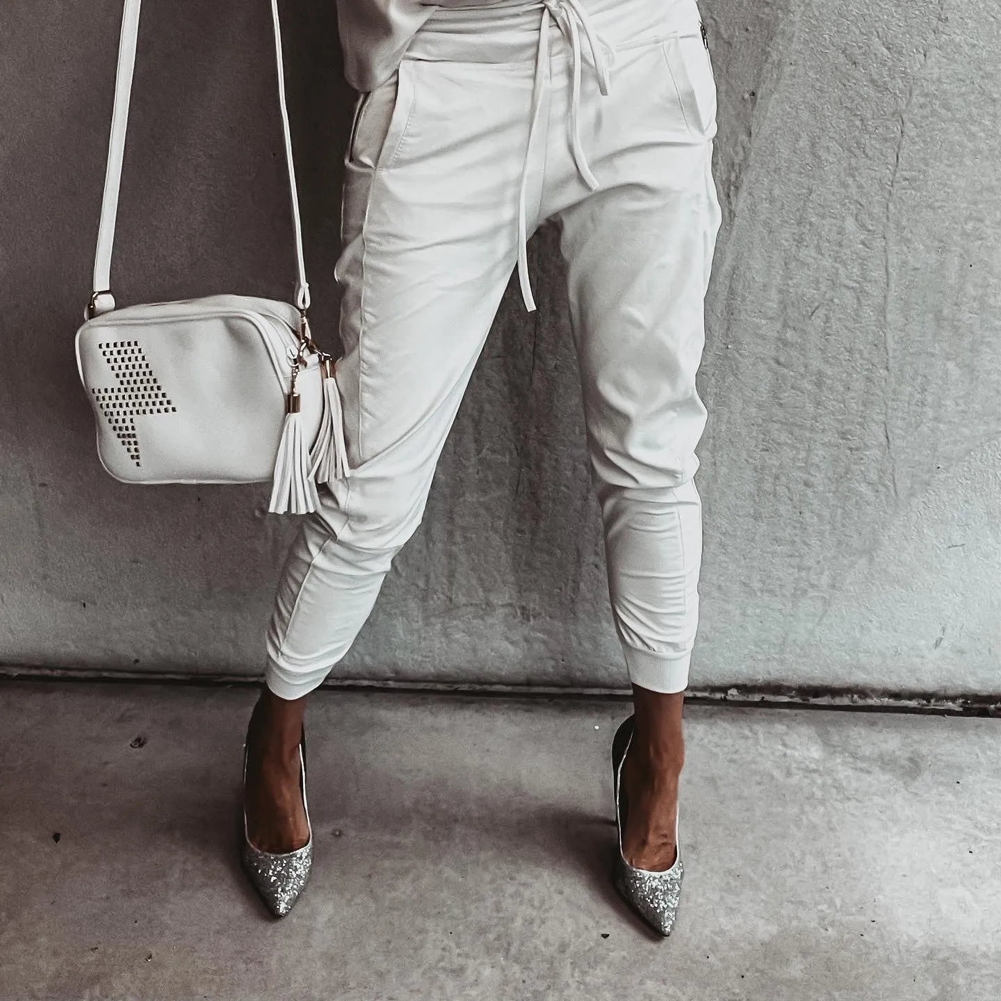 Full faux leather vintage white ULTIMATE joggers *NEW*