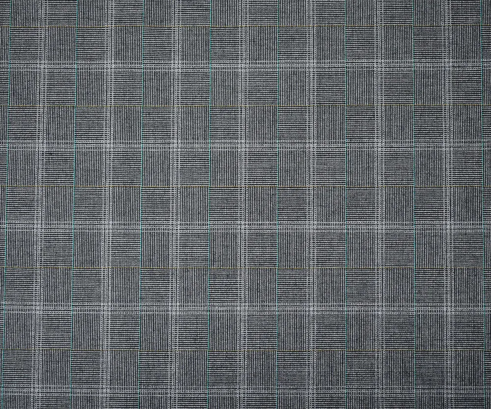 Gray-Green-Multi Poly-Wool Check Tile Shirting Woven Fabric