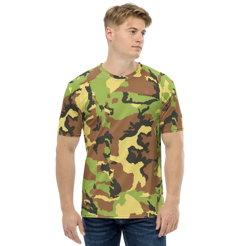 Green Camo Men's T-shirt, Army Military Print Designer Tees For men- Made in USA/EU/MX