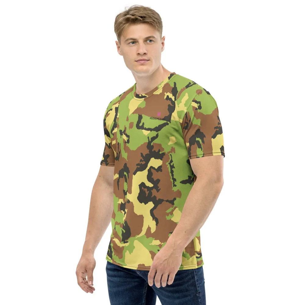 Green Camo Men's T-shirt, Army Military Print Designer Tees For men- Made in USA/EU/MX