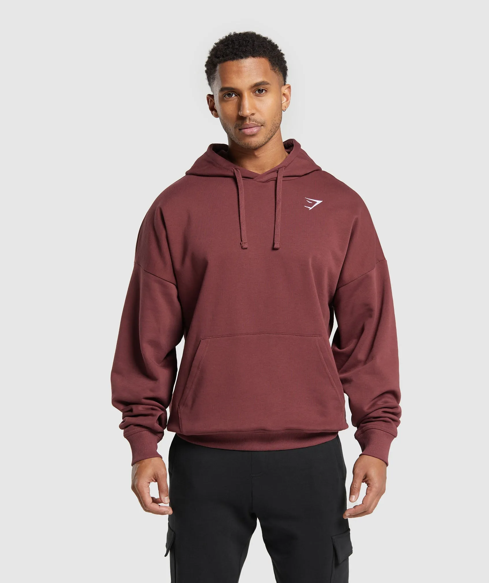 Gymshark Crest Oversized Hoodie - Burgundy Brown