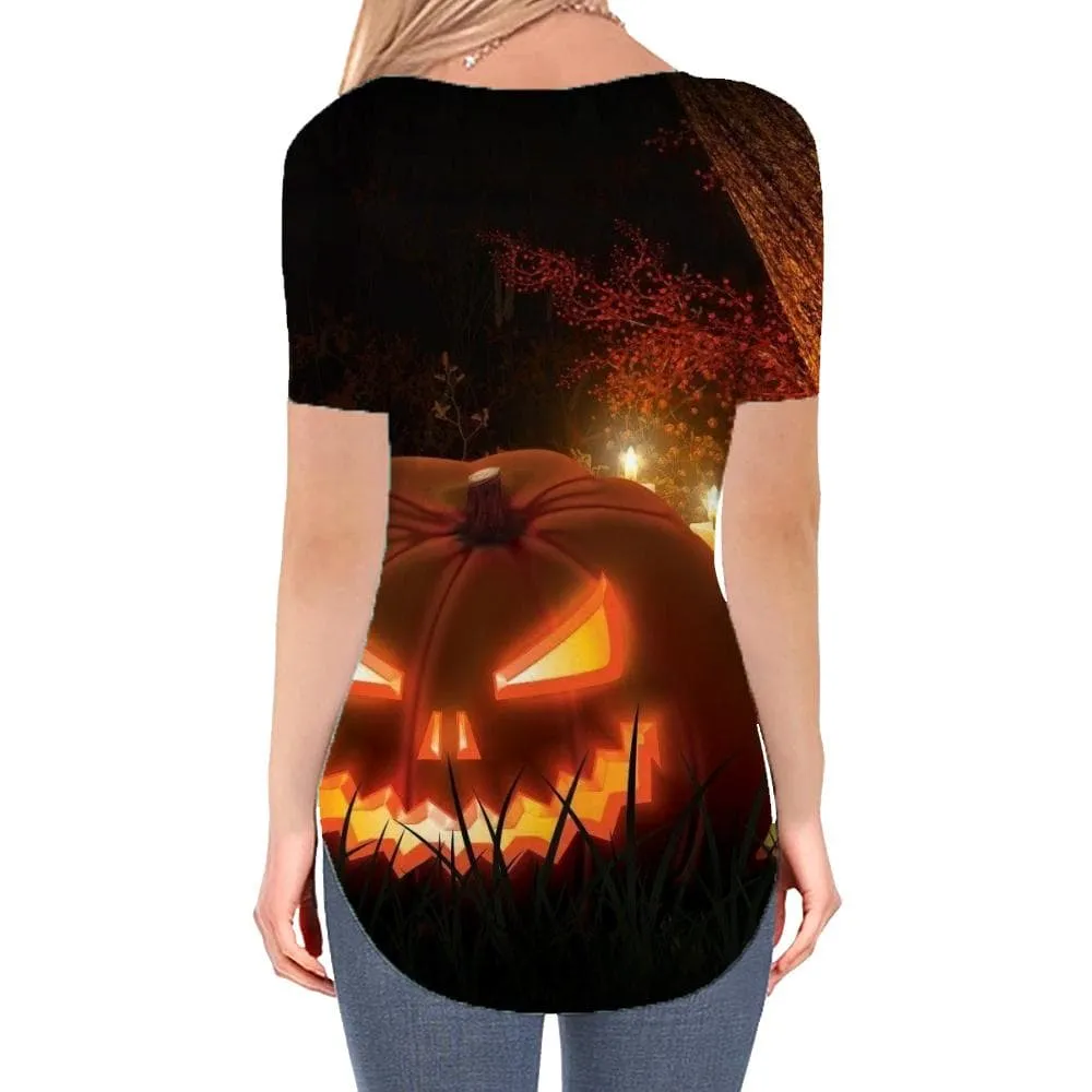 Halloween T-shirt women Pumpkin Tshirts Printed Tree T-shirts 3d Jesus Funny T shirts