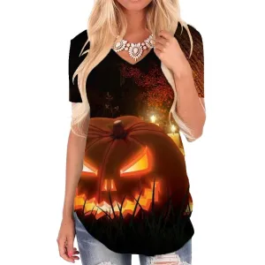 Halloween T-shirt women Pumpkin Tshirts Printed Tree T-shirts 3d Jesus Funny T shirts