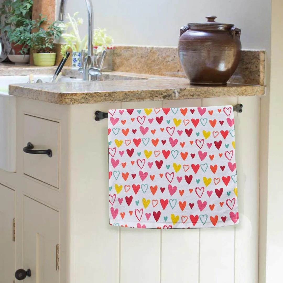 Heart Printed Luxury 100% Cotton Kitchen Towel In Pink Color – (19″ x 29″)