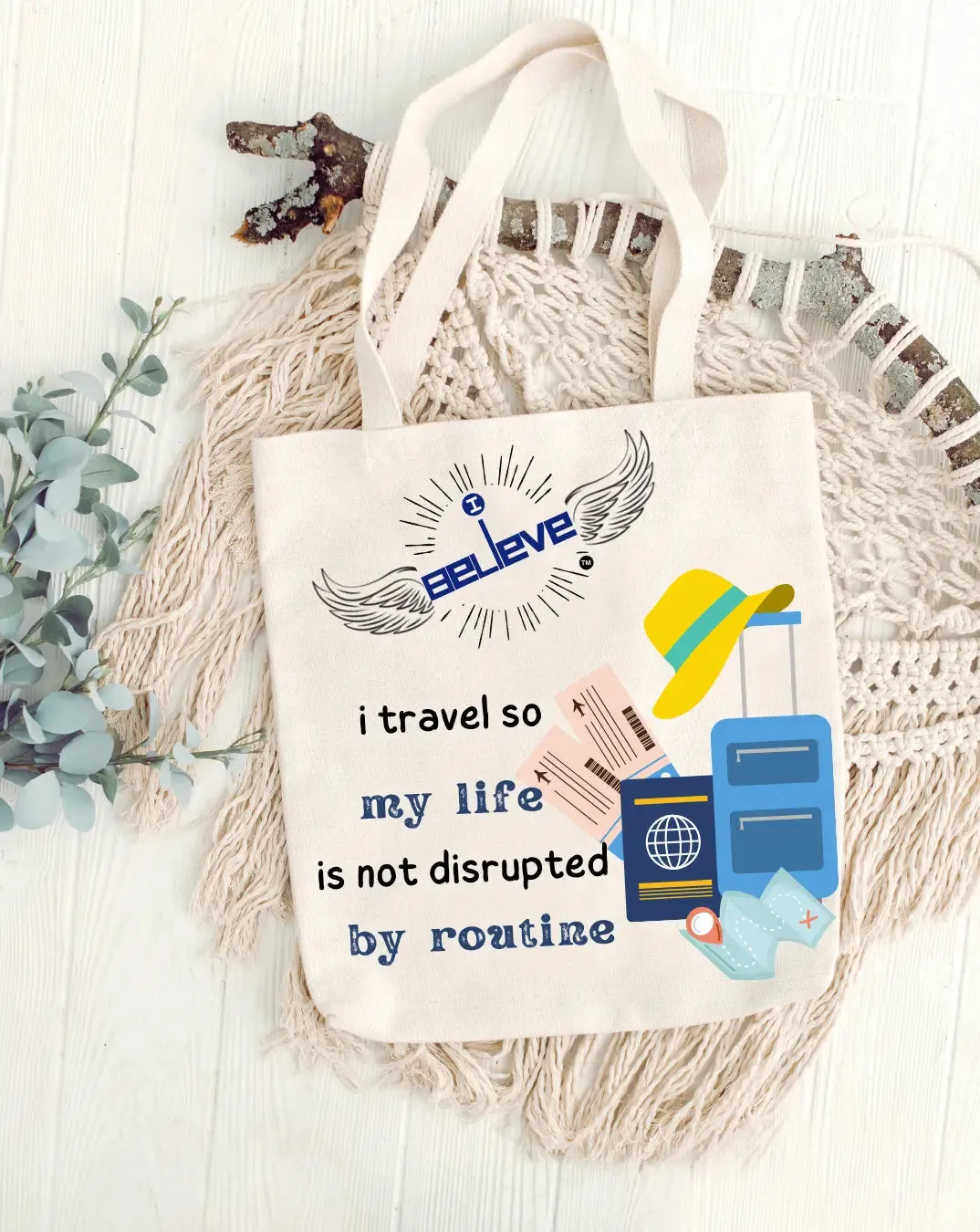 I Believe In Travel Daily Thaila -  Canvas Reusable Bags