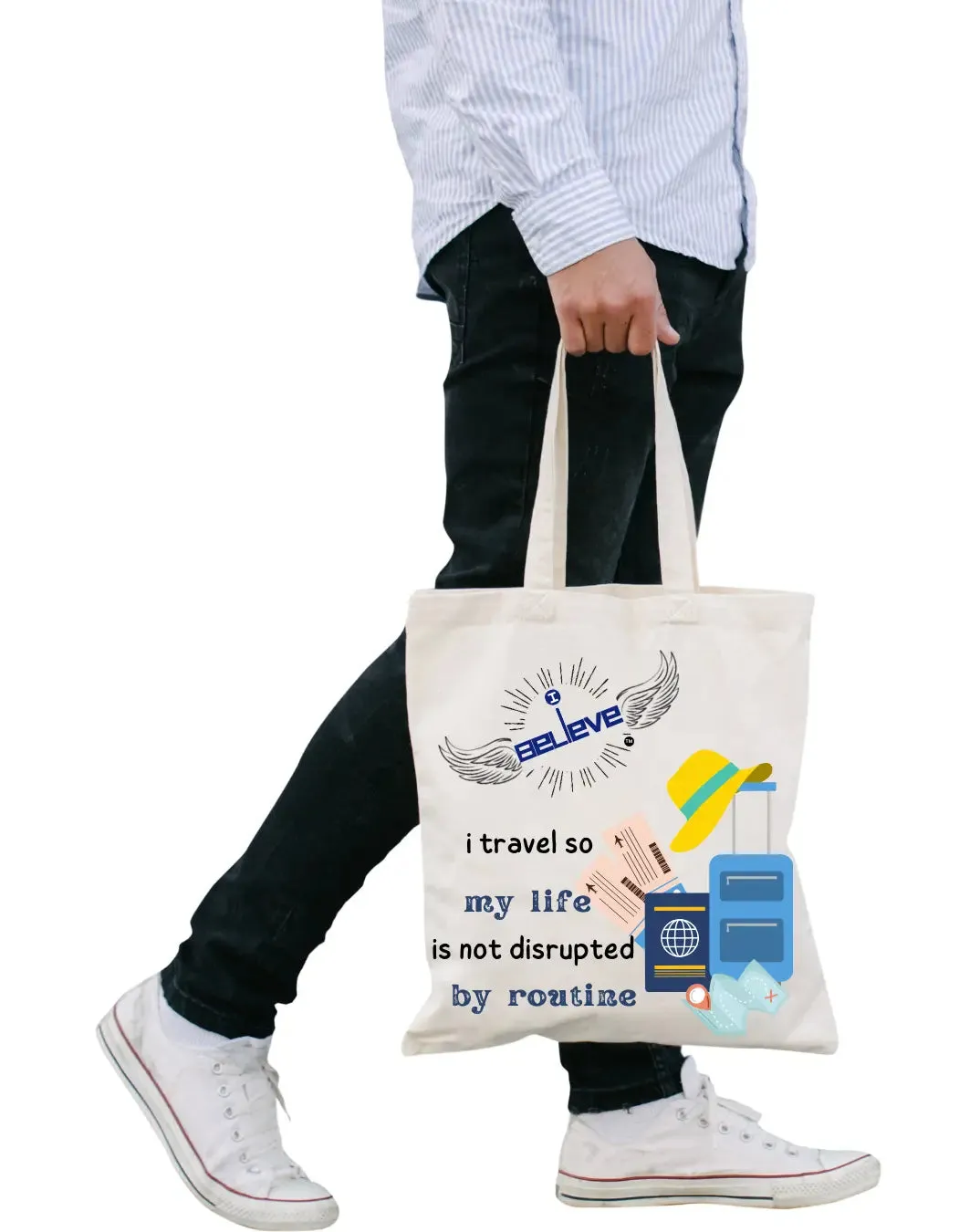 I Believe In Travel Daily Thaila -  Canvas Reusable Bags