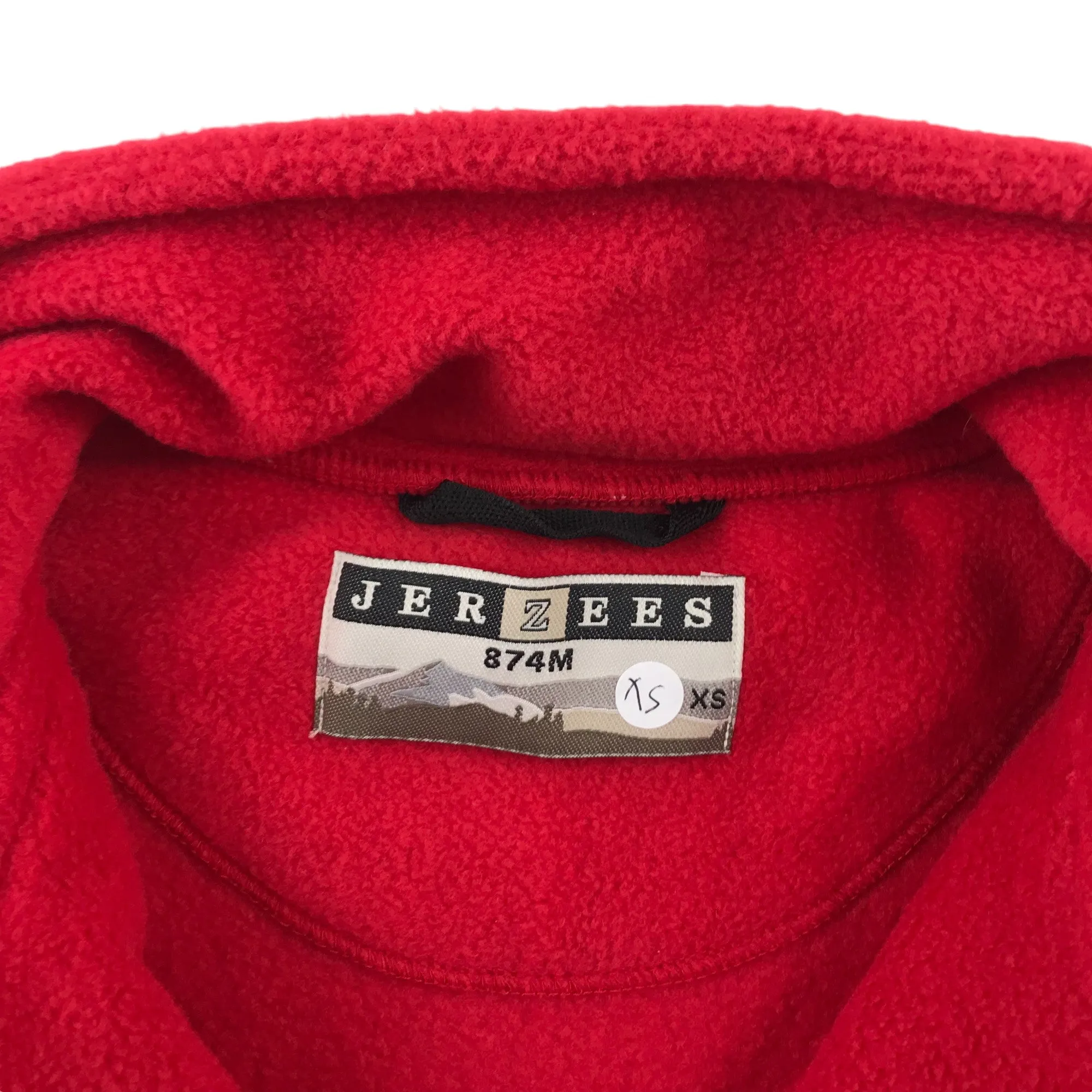 Jerzees fleece men size XS red plain loose fit with half zipper