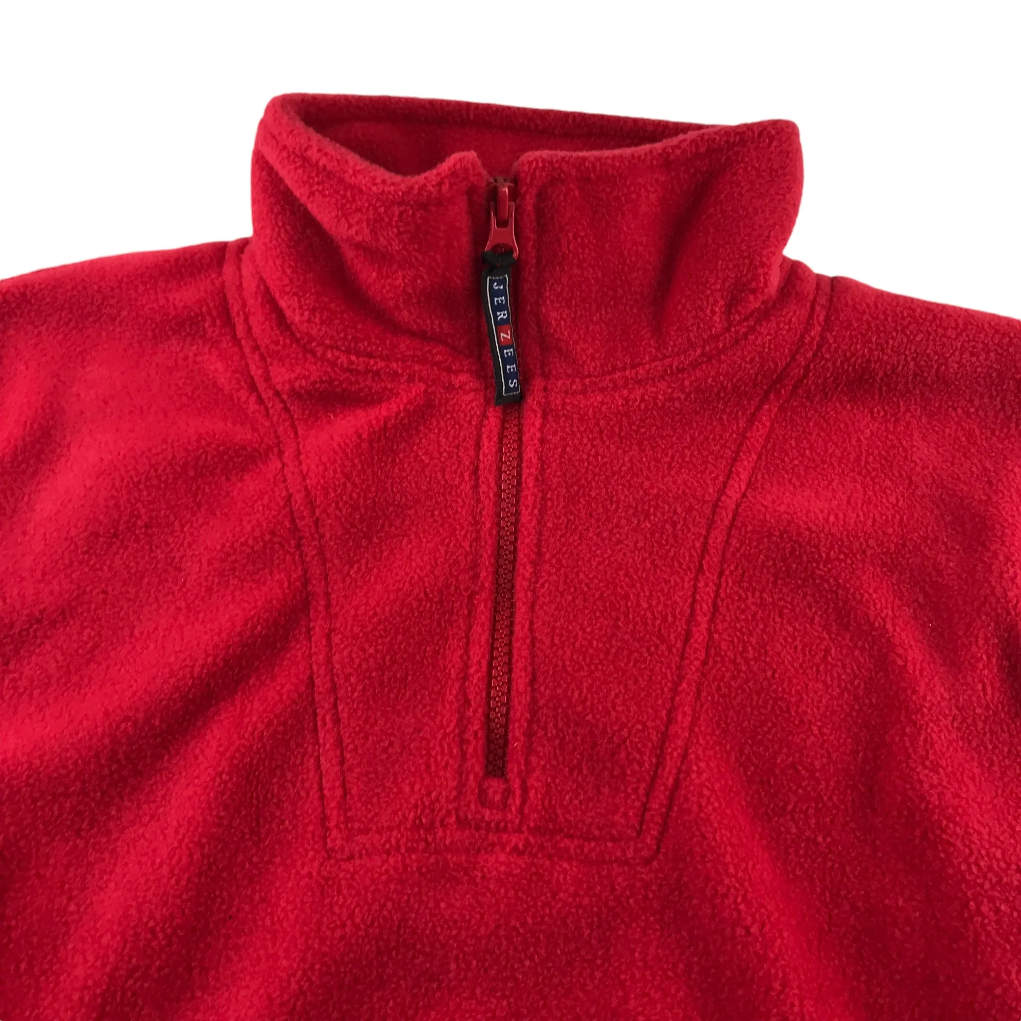 Jerzees fleece men size XS red plain loose fit with half zipper