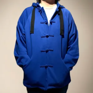 Knot Button Hoodie Jacket, Blue