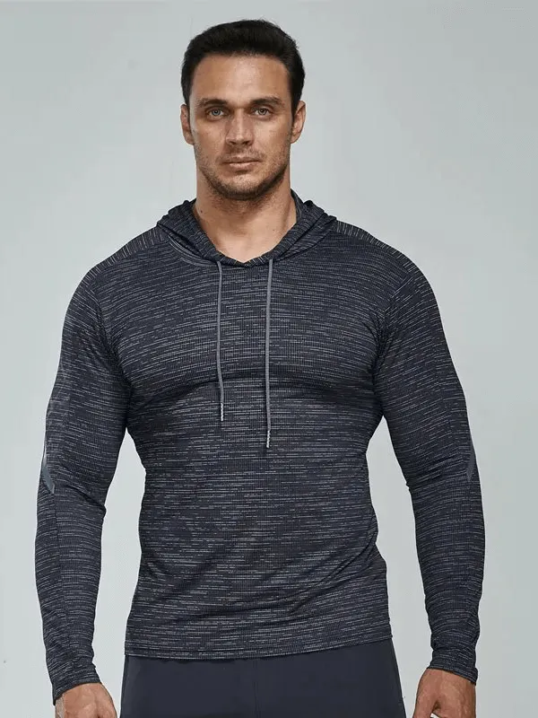 Men's Athletic Hooded Running Top With Strip Line - SF1943