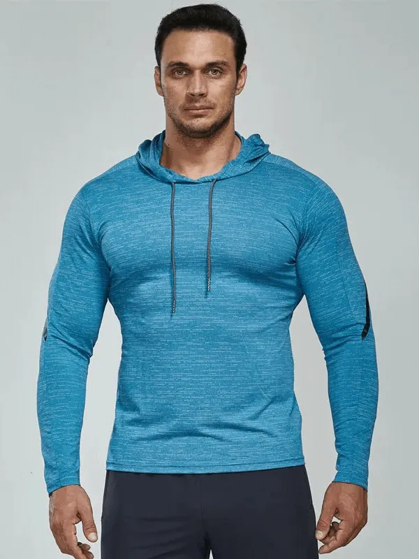 Men's Athletic Hooded Running Top With Strip Line - SF1943