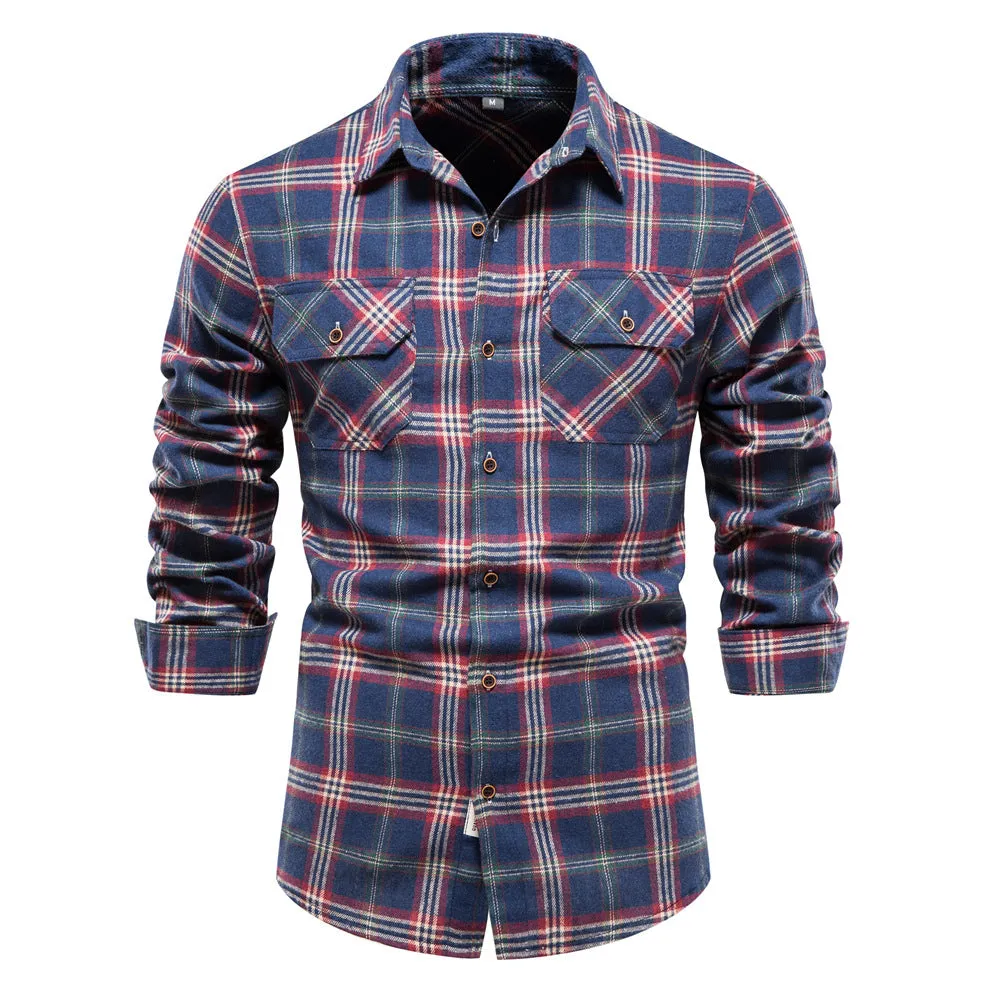 Men's Long Sleeves Collard Checked Shirts | CS80