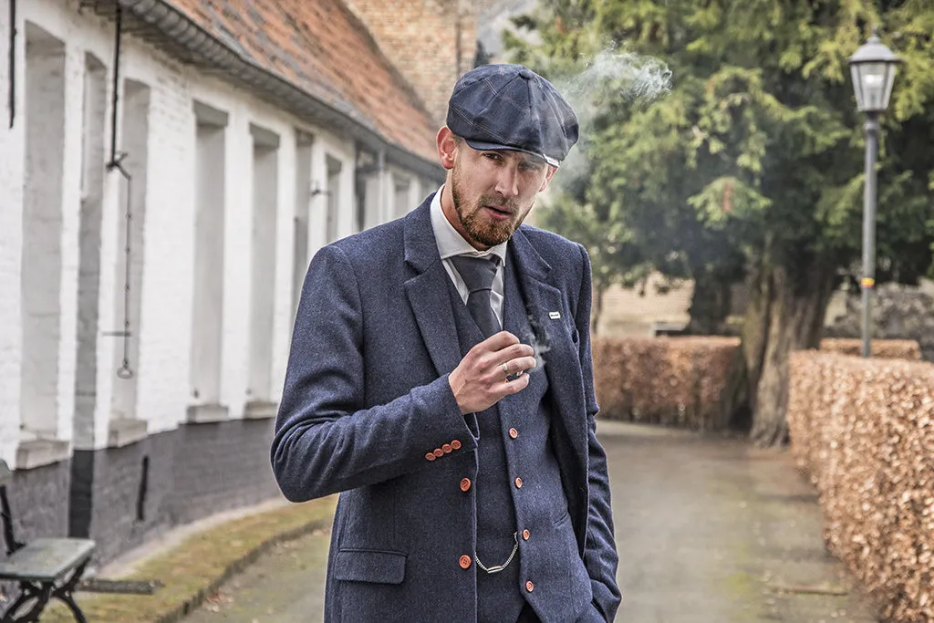 NAVY HERRINGBONE TWEED 2 PIECE SUIT