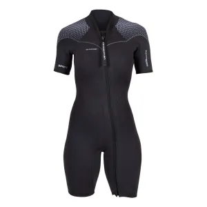 Open Box - Henderson Women's 3mm Thermoprene Pro Front Zip Shorty Wetsuit, Black / Purple, Size: 14