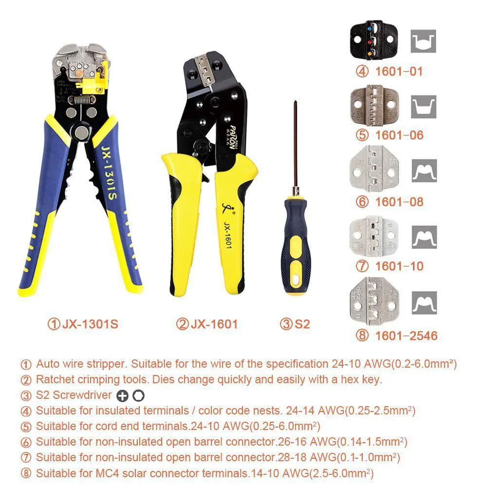 Paron JX-D5301S Multifunctional Ratchet Crimping Tool Wire Strippers Terminals Pliers Kit