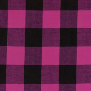 Party Pink-Black Gingham Stretch Cotton Woven Fabric