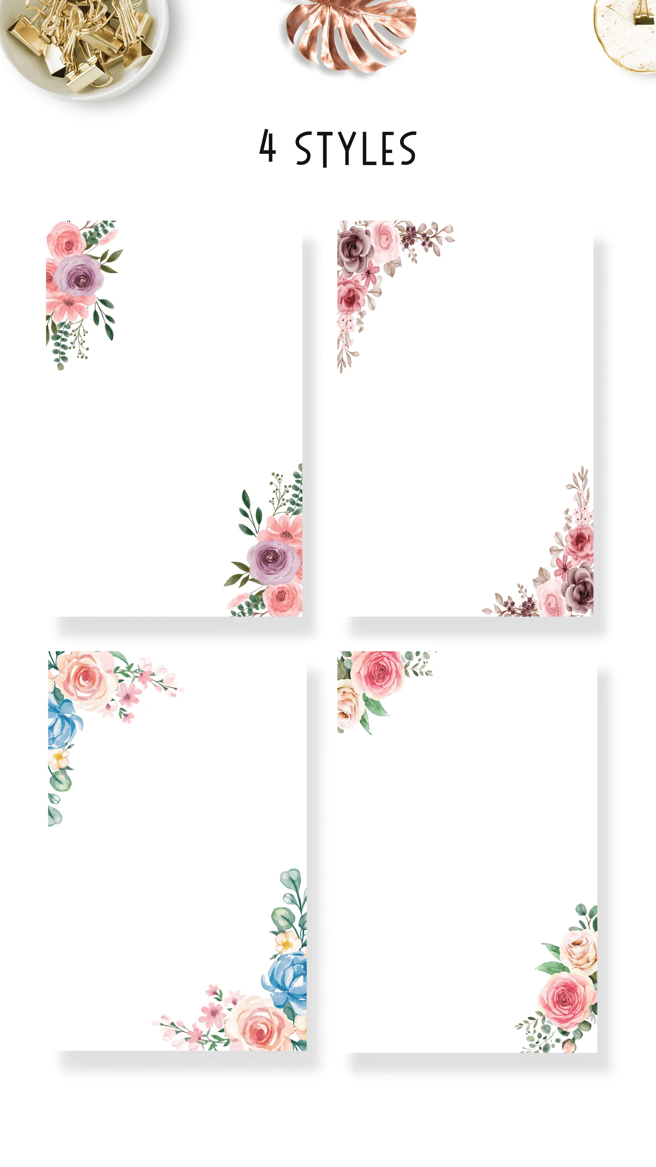 Pink Floral Printable Stationery