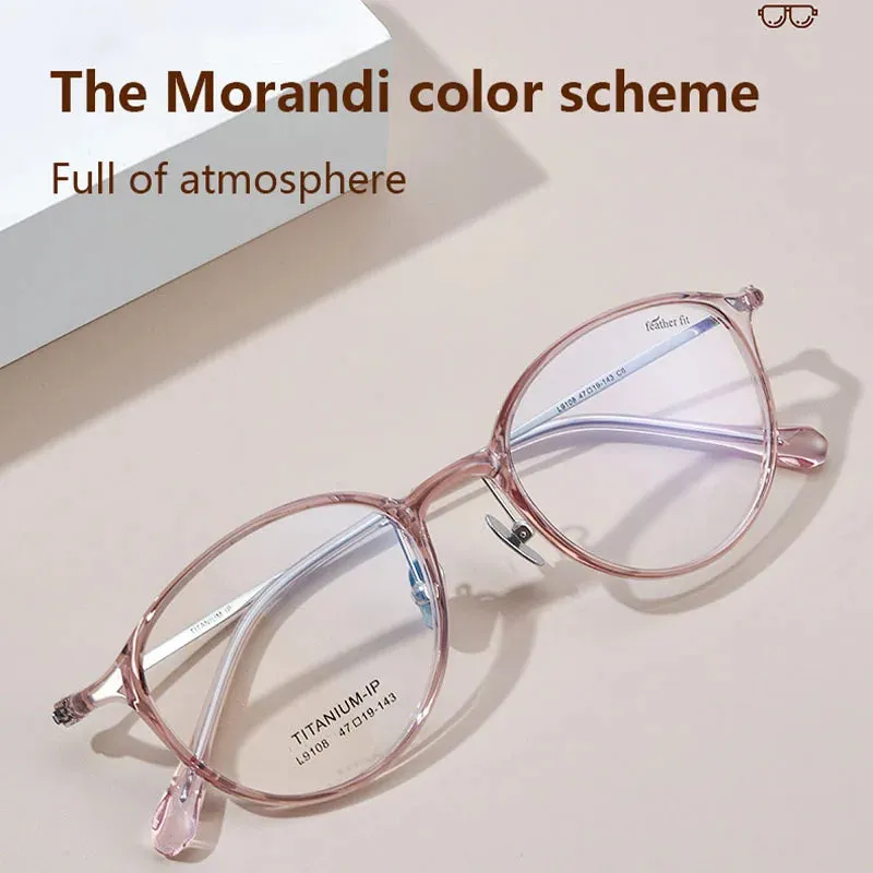 Pure Titanium Ultralight Retro Round Photochromic Progressive Reading Glasses Prescription Eyeglasses