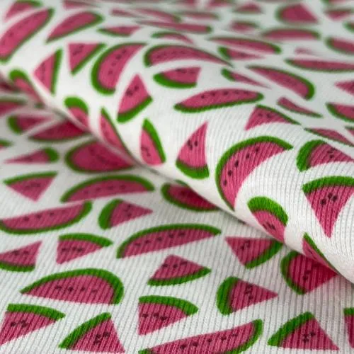 "Melomania" - Melon Printed Cotton Rib | SKU 7747 #U1